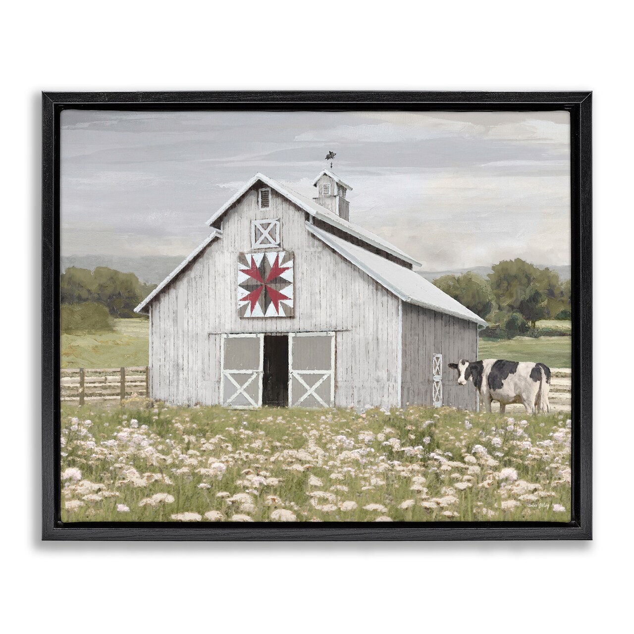 Stupell Industries Rustic Barn Meadow Floater Framed Canvas Wall Art Design by Amber Sterling